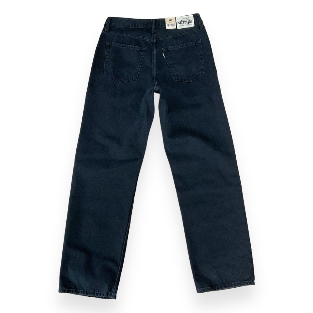 Levis Silvertab Jeans Women 28 (30x30.5) Black Ripped 94 Baggy Straight NWT - Picture 6 of 11